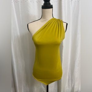 Express twisted sleeve neon green body suit.